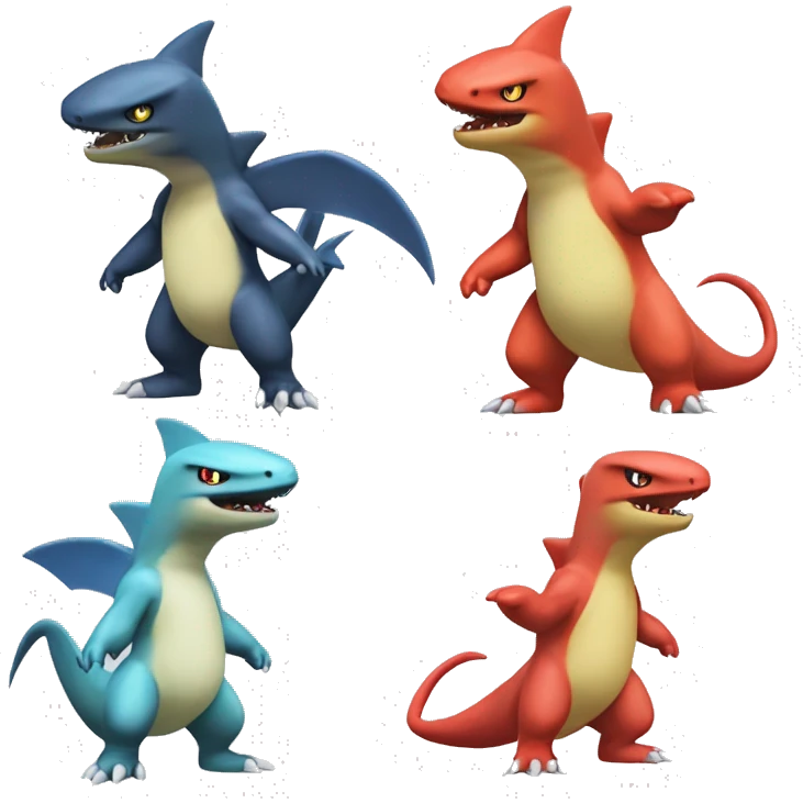 Sharpedo-Charmeleon-Gible-Larvitar-Fakémon Full Body emoji