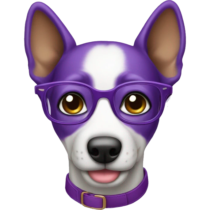Perro morado con lentes emoji