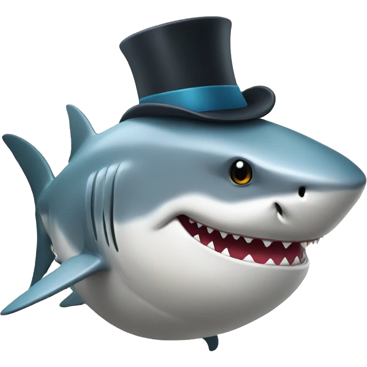 Shark with a top hat emoji