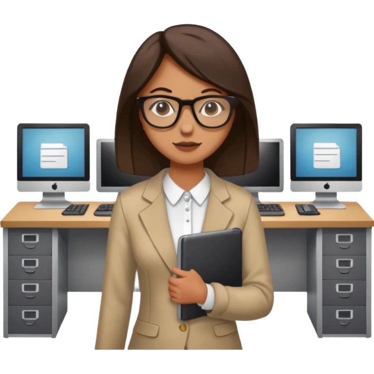 a girl walking into a computer room in an organized manner emoji