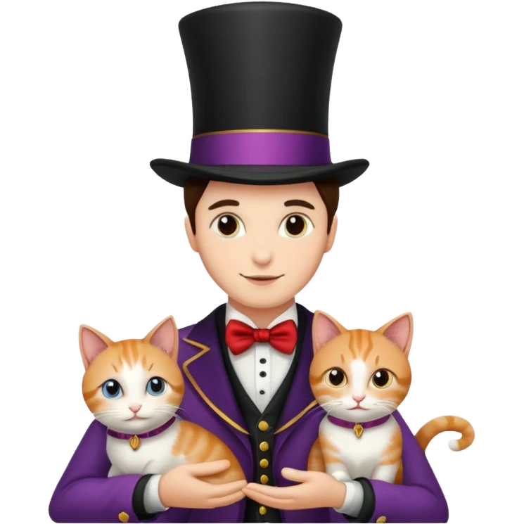 magician couple and their pet cat emoji