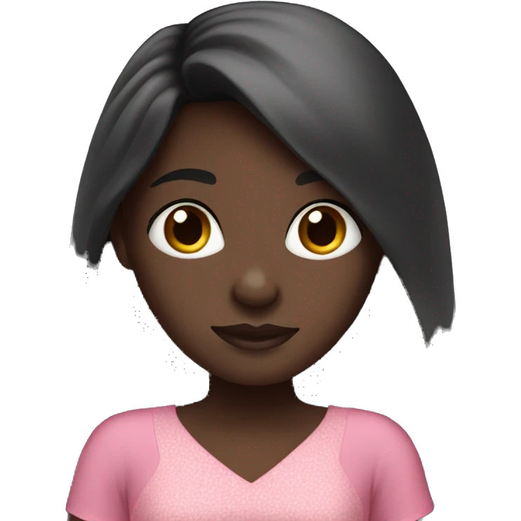 Dark skinned girl with long black hair wearing pink dress emoji