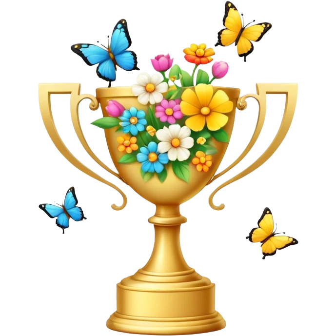spring trophy with flowers and butterflies emoji