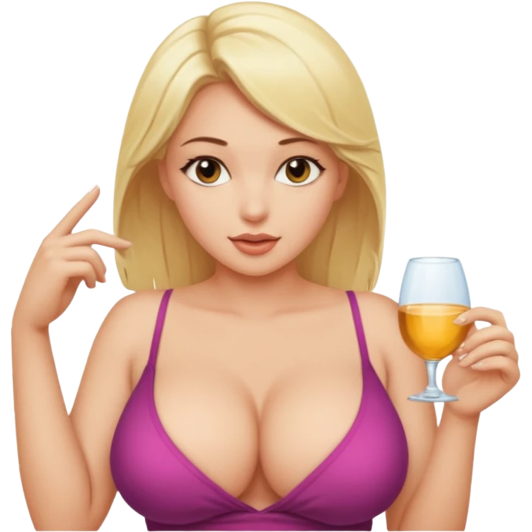 Sexy naked blonde woman with big boobs fingering pussy emoji