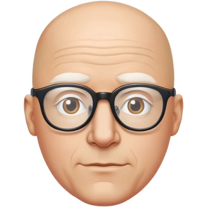 Bald white man with glasses emoji