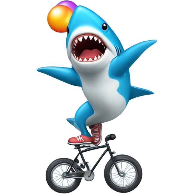 shark juggling on a unicy emoji