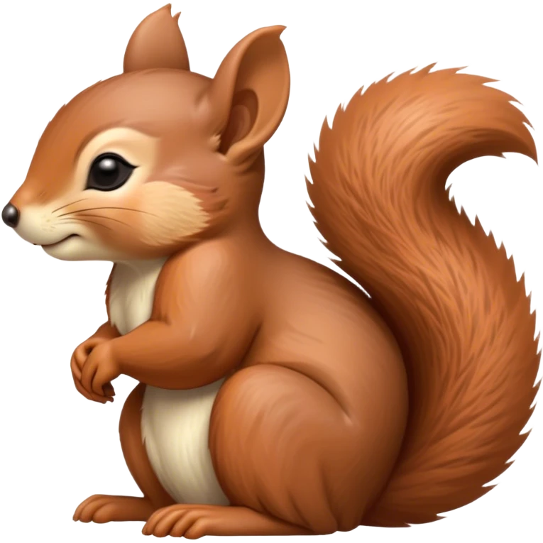 Beautiful and Majestic Squirrel Portrait Emoji, Head and body rendered in serene repose with a gentle, content smile and softly closed eyes, showcasing a delicately textured, bushy-tailed form and perky little ears, Simplified yet exquisitely endearing features, highly detailed, glowing with a soft, drowsy woodland light, high shine, relaxed and utterly enchanting, stylized with an air of timeless forest majesty, soft glowing outline, capturing the essence of a beautiful and majestic squirrel that embodies the pure charm of nature! emoji