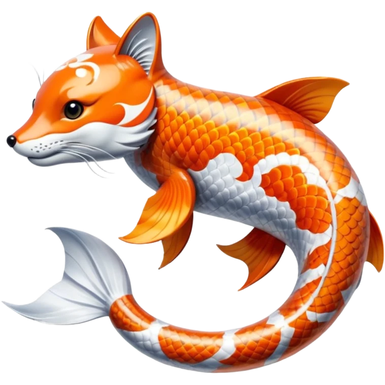 Exotic Tropical Floral Swirl-Patterned Tribal Pretty Asian ornate painted Japanese aesthetic beautiful shiny pretty glossy smooth elegant Koi-Fish-Kitsune-fox-Yokai-animal-creature with tiger stripes on it emoji