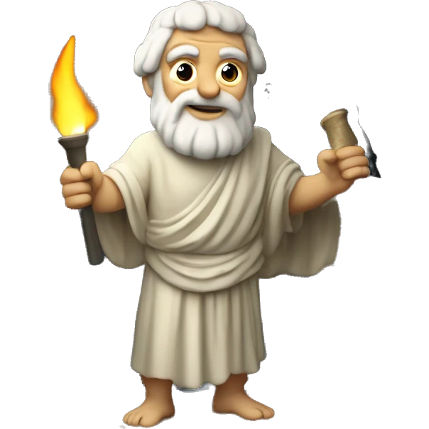 greek philosopher plato handing a torch in cave emoji