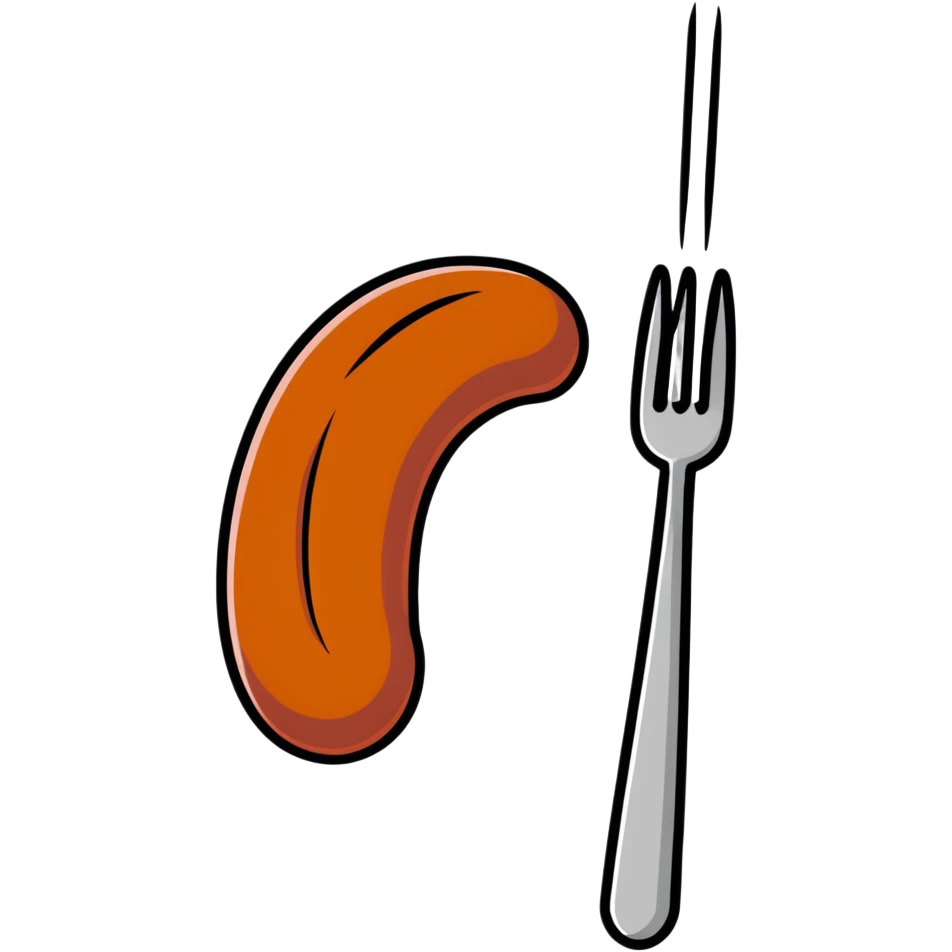 sausage on a fork, cartoon style emoji