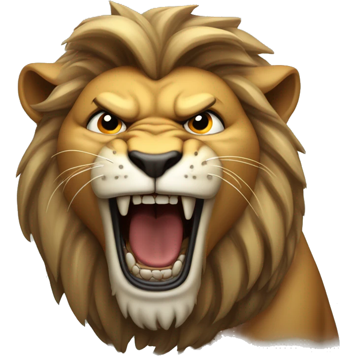 Very serious and Angry lion roars wriggling his head emoji