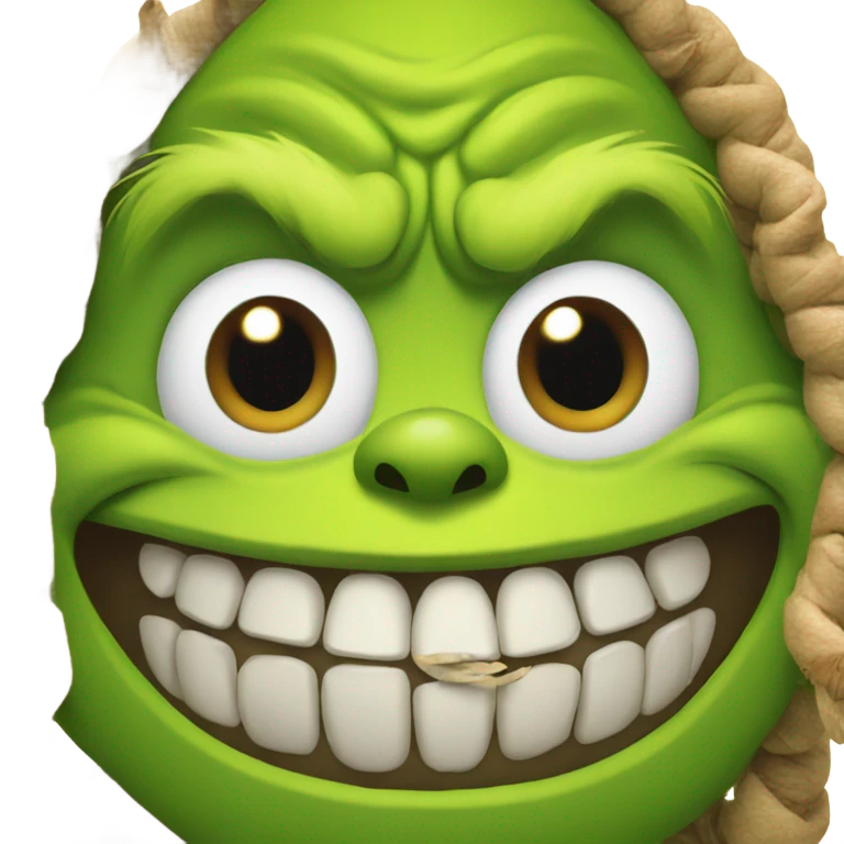 Grinch with worms as teeth emoji