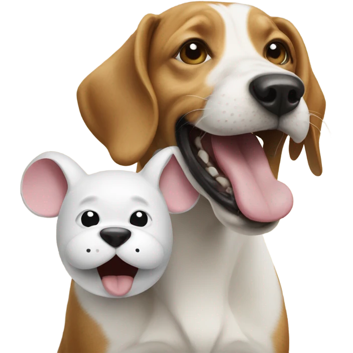 Dog eating a mouse emoji
