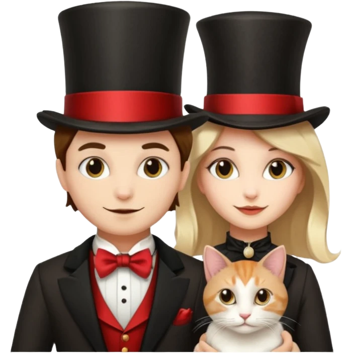 magician couple and their pet cat emoji