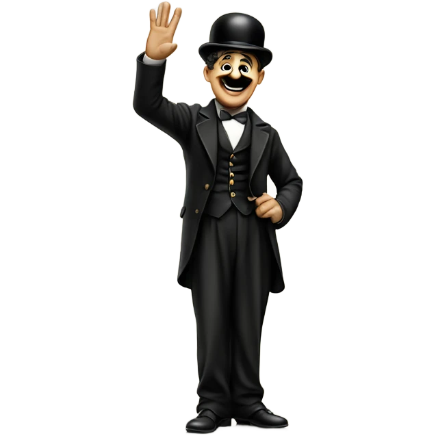 charlie chaplin raising his hand emoji