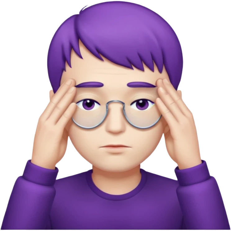 men with purple short hair which cover eyes emoji