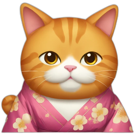 Fat ginger cat wearing a kimono emoji