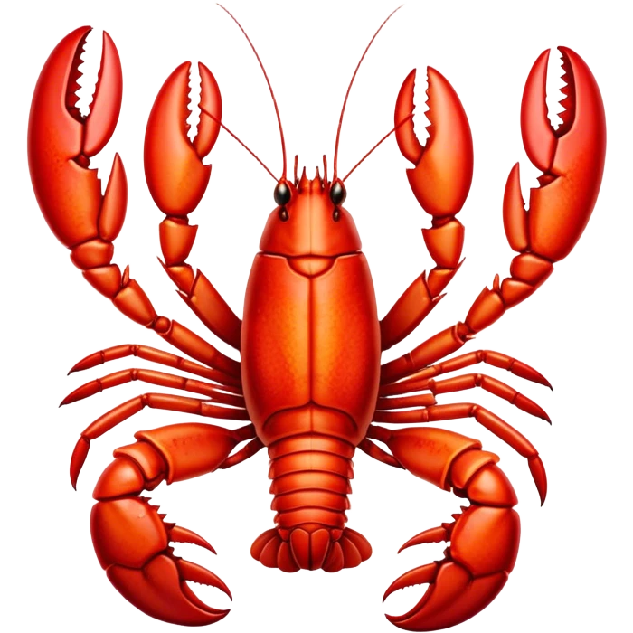 Cinematic bright red rock lobster, detailed hard shell, claws slightly open, freshly cooked, warm glowing tones, rich and indulgent. emoji