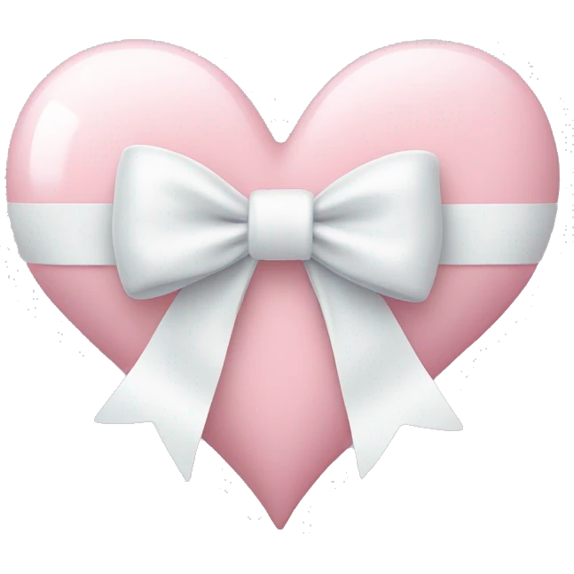 Pastel pink heart with white bow emoji