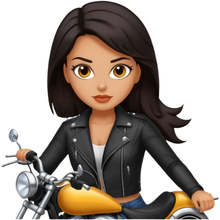 Hot biker babe with dark hair  emoji