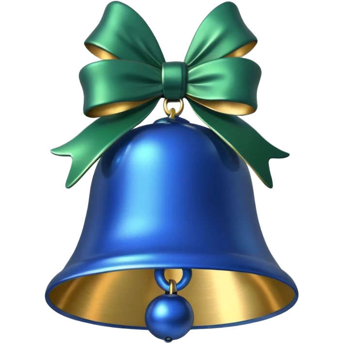 blue christmas bell with pine  emoji