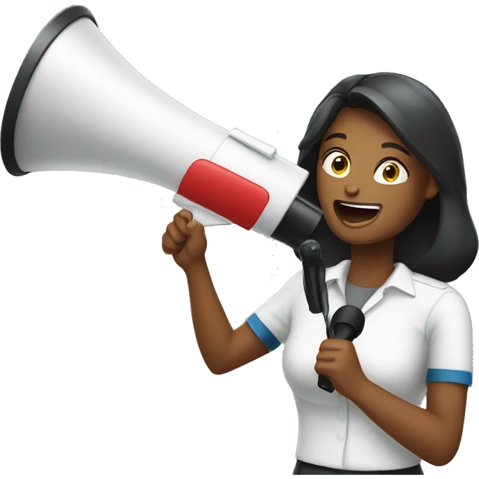 sHr women making an announcement with a megaphone emoji