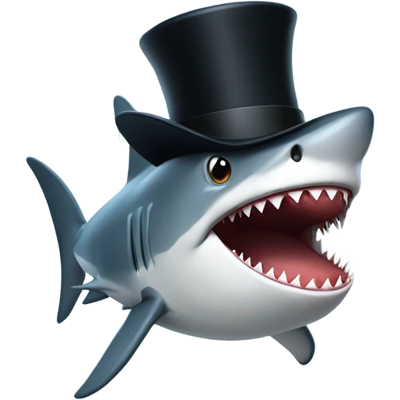 Shark with a top hat emoji