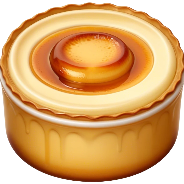 Cinematic Realistic Cr√®me Br√ªl√©e Dessert Emoji, depicted as a rich custard with a perfectly caramelized sugar top rendered with exquisite textures and warm, inviting lighting. emoji
