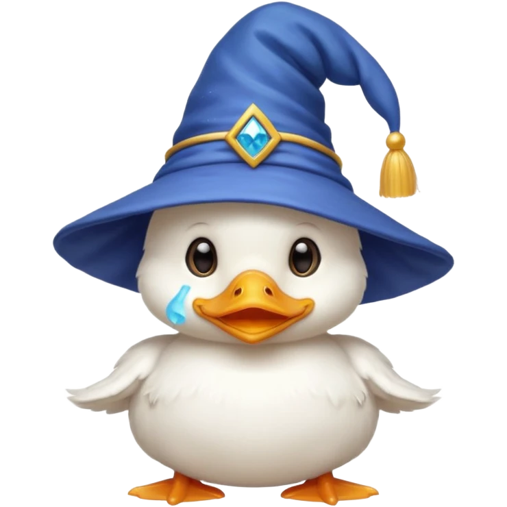 white baby duck with wizard hat
 emoji