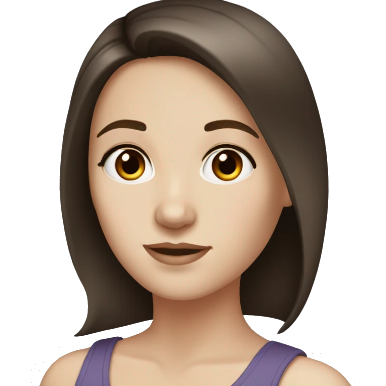 White girl with brown eyes and dark brown hair  emoji