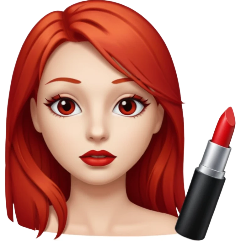 una chica con los labios y los ojos maquillados, de piel blanca con el pelo liso y largo y pelirrojo emoji