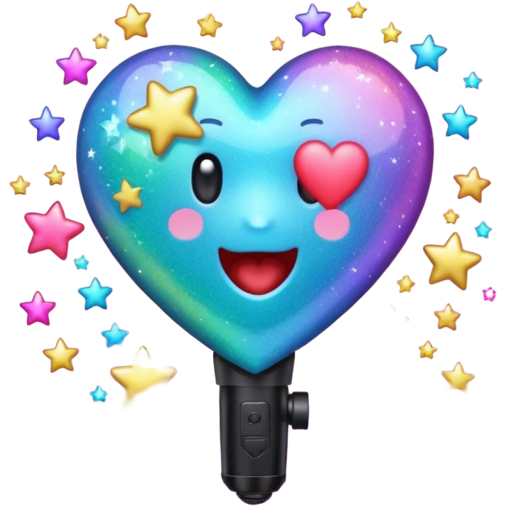 heart with a microphone and stars, K-pop theme emoji