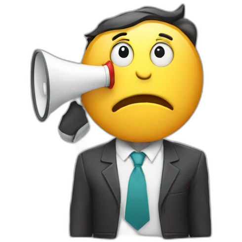 Shrugging man emoji with megaphone emoji
