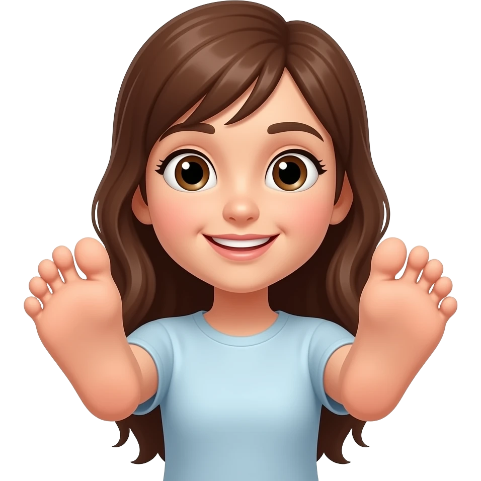 Girl holding out her feet emoji