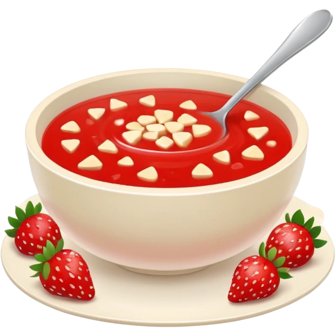 soup made of strawberries with small pieces of strawberries visible emoji