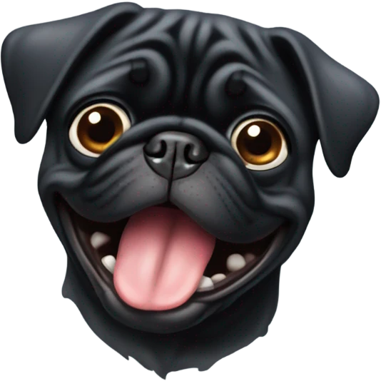 Black pug smacking face emoji