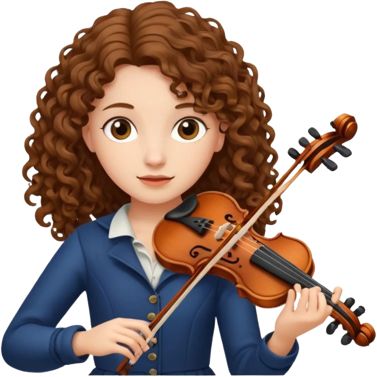 girl with curly brown long hair playing violin emoji