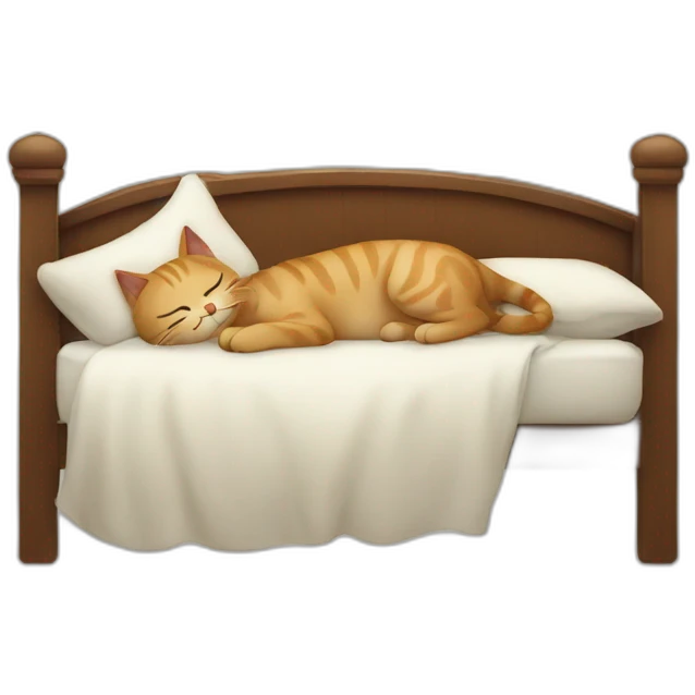 cat sleeps on a big bed emoji