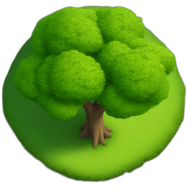 Tree as seen from the sky, looked down from the top, simplified and photorrealistic emoji