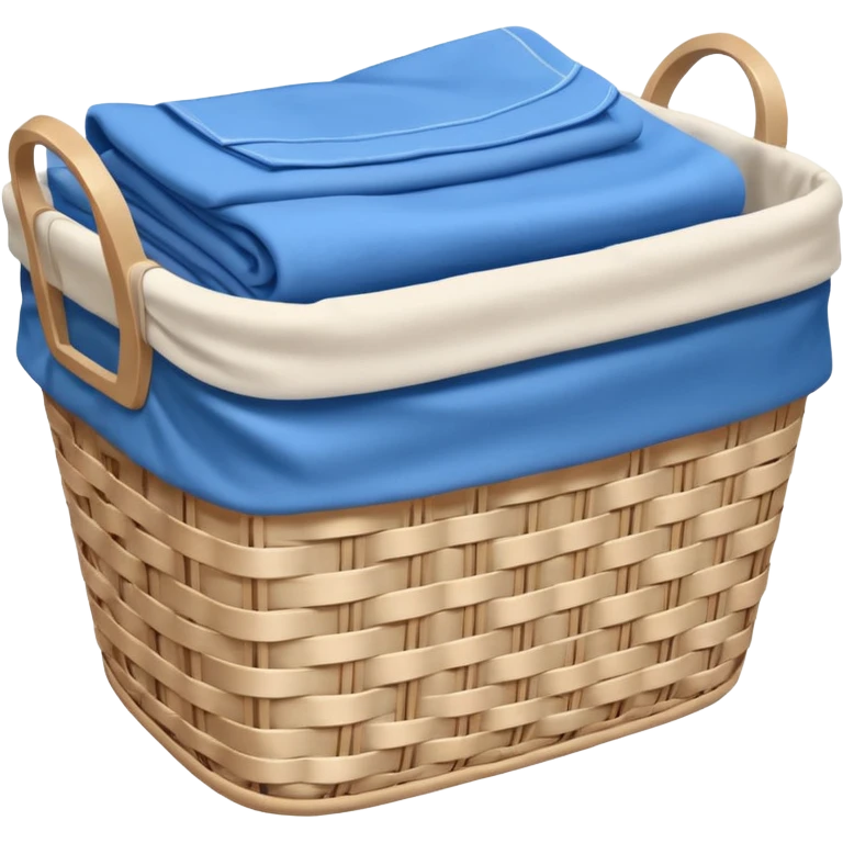 white LAUNDRY BASKET WITH FOLDED blue CLOTHES emoji