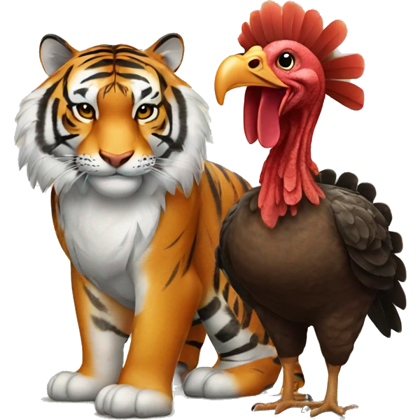 A tiger and a turkey emoji