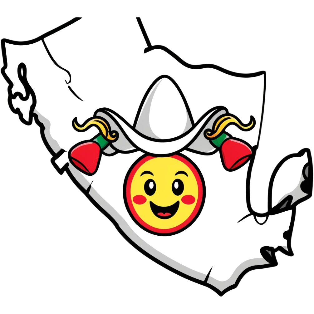 Texans with exaggerated happy faces, Mexico City in background emoji