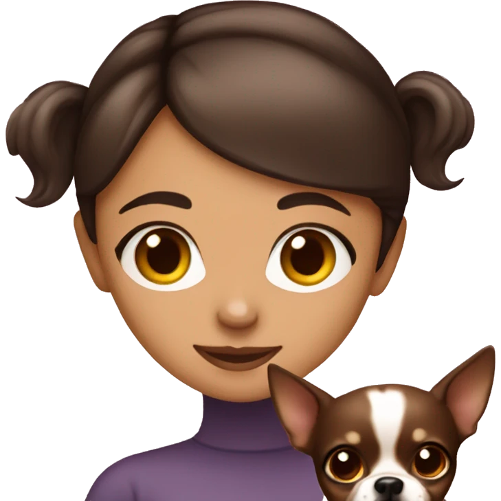 girl with dark brown hair with a brown chihuahua  emoji