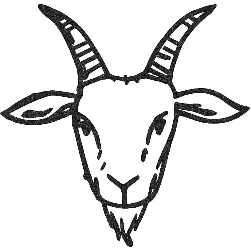 black goat, head-on, clean design emoji