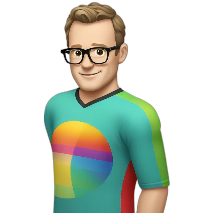 Jonathan Toews wearing glasses and rainbow clothes emoji