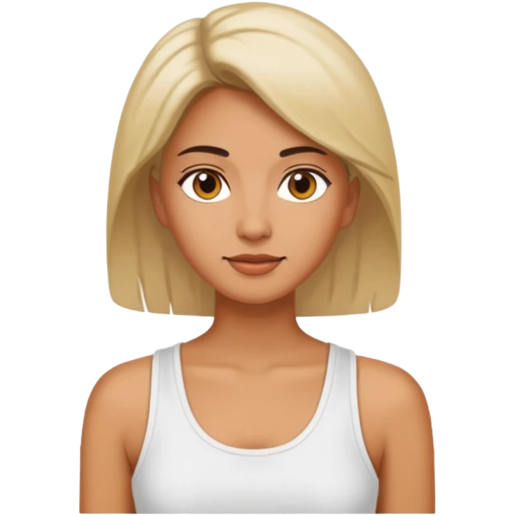 Adult woman, wearing a sleeveless tank top, potrait
 emoji