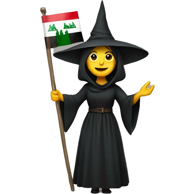 Witch holding palestine free sign emoji