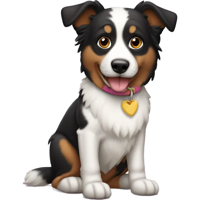 Perro border colli con niña morenita emoji