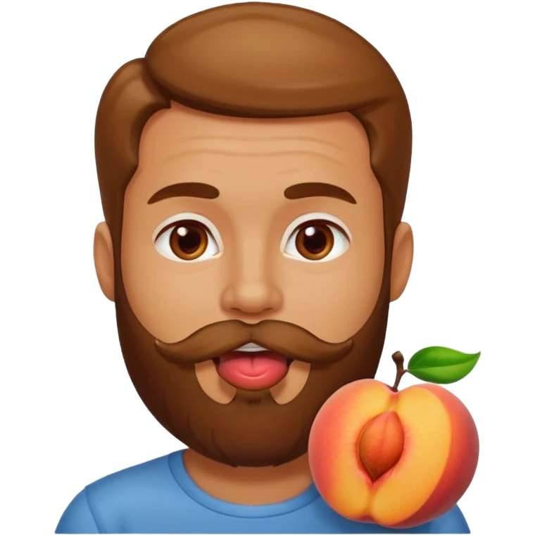 man with beard licking peach emoji