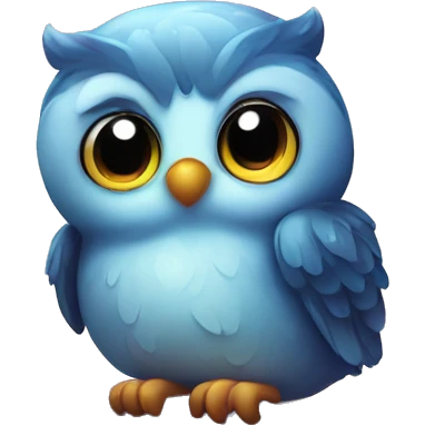 Kawaii colorful baby owl in a moonlit globe emoji